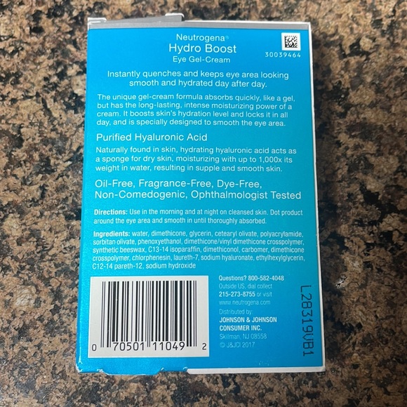 Neutrogena Skincare New Sealed Neutrogena Hydro Boost Hyaluronic Acid Eye Gel Cream Vegan